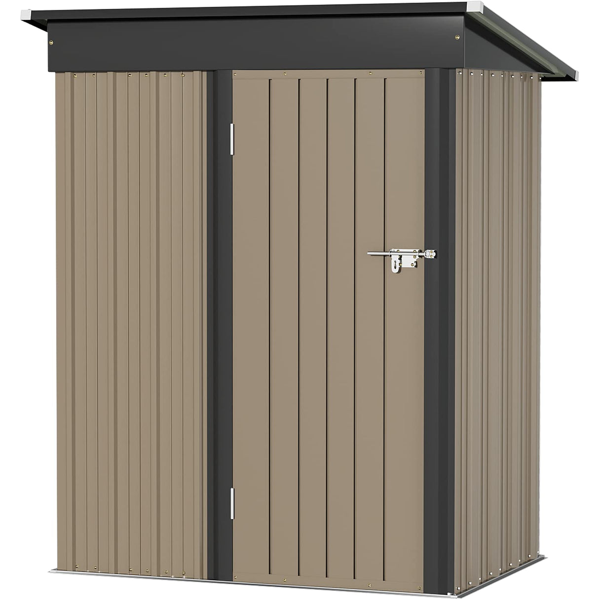 Greesum Metal Outdoor Storage Shed 5FT x 3FT, Steel Utility Tool Shed Storage House with Door & Lock, for Backyard Garden Patio Lawn (5' x 3'), Brown Greesum