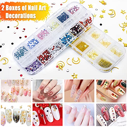 JOYJULY Nail Brushes for Nail Art, Nail Art Kit for Beginners with Nail Art Brushes Dotting Tools Holographic Nail Art Stickers Nail Foil Tape Strips JOYJULY