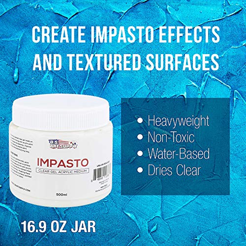 U.S. Art Supply Impasto Clear Gel Acrylic Medium, 500ml Tub U.S. Art Supply