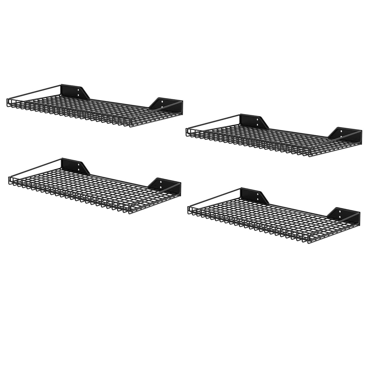 Wallmaster Heavy Duty Garage Wall Shelving 4 Pack 23.6"x11.8" Metal Wire Shelves Wall Mount Mesh Storage Rack for Garage, Office, Basement and Wallmaster