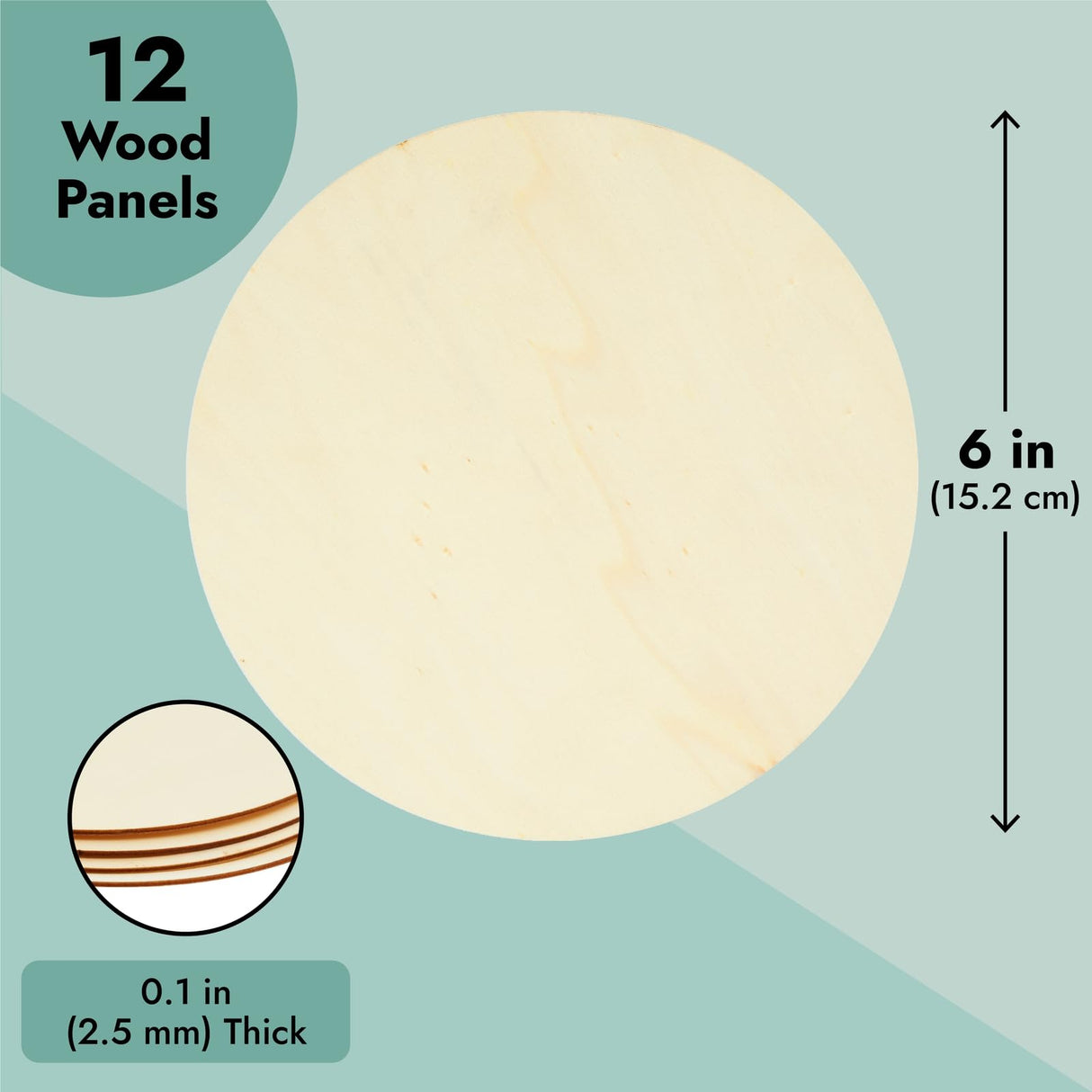 Juvale 12 Pack 6 Inch Unfinished Wood Circles for Crafts, Blank Cutout Slices for Wood Burning, Engraving, Round Wooden Discs for DIY Coasters, Art Juvale