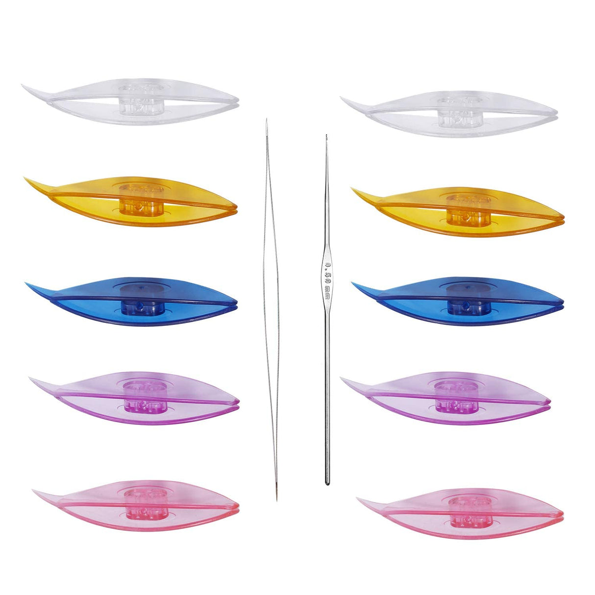 BUTUZE Tatting Shuttle Kit, 10 PCS Plastic Tatting Shuttle with Beading Needles Crochet Hooks Knitting Needles Big Eye Needles Tatting Needles for BUTUZE