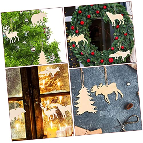 EXCEART 30pcs Animal Doodle Wood Chips Blank Wooden Cutouts DIY Blank Wood Chip Unfinished Wooden Crafts Chrismas Tree Hanging Decoration Wood Animal EXCEART