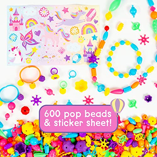 Just My Style Make & Believe Unicorn Pop Beads, 500+ Snap-Together, DIY, Bead Kit for Girls, Jewelry Set, Great Travel & On The Go Activity for Kids Just My Style