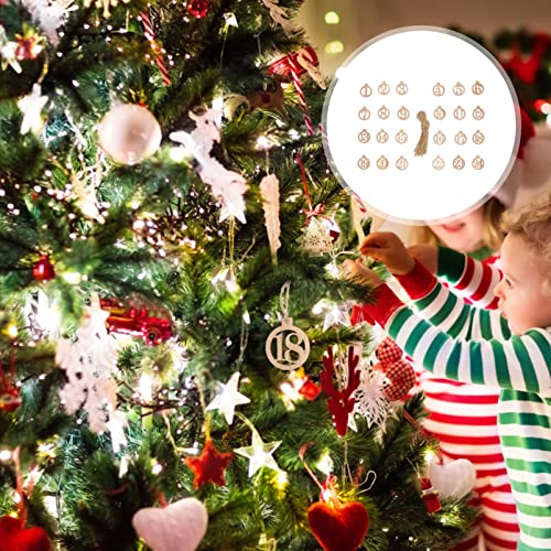 Veemoon 1 Set Digital Listing Wood Cutout Slices Blank Wood Cutouts Christmas Wood Number Sign Christmas Advent Calendar Unfinished Wood Number Veemoon