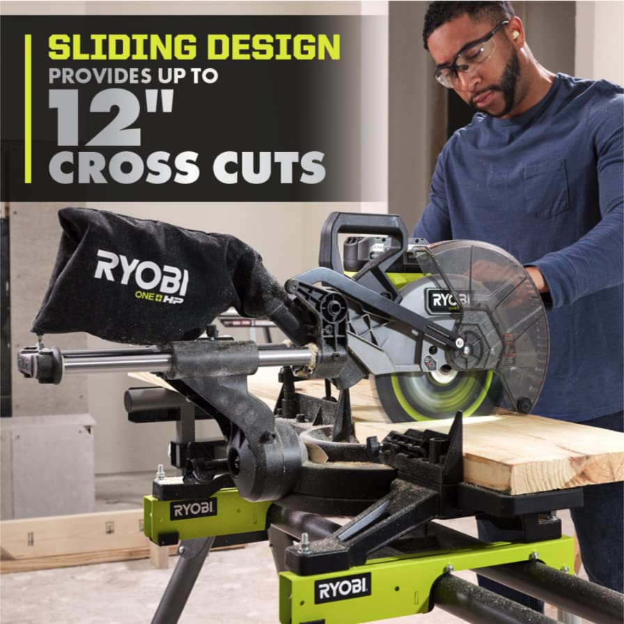 RYOBI ONE+ HP 18V Brushless Cordless 10 in. Sliding Compound Miter Saw Kit with 4.0 Ah HIGH PERFORMANCE Battery and Charger Ryobi