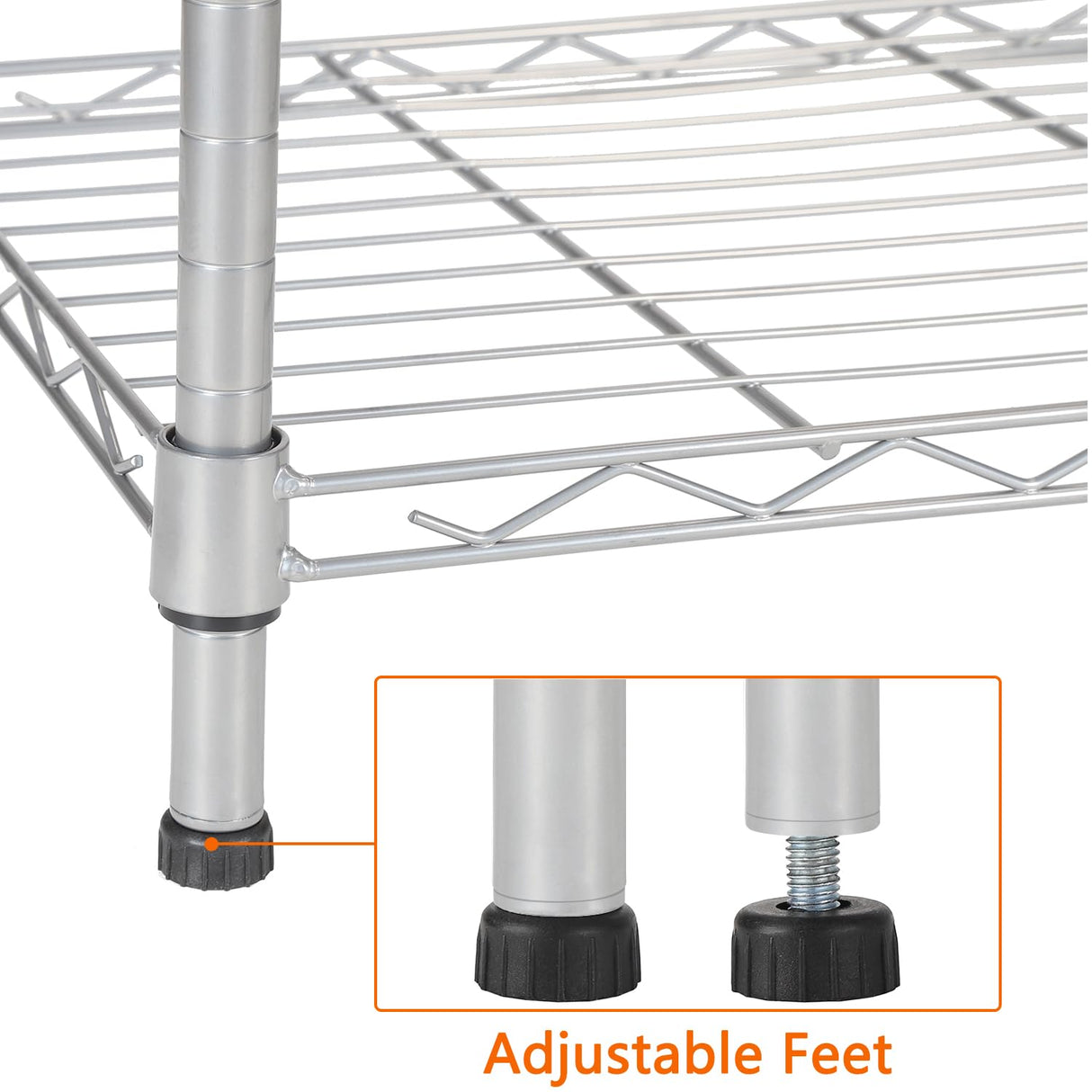 REGILLER 8-Wire Shelving Metal Storage Rack Adjustable Shelves,Standing Storage Shelf Units for Laundry Bathroom Kitchen Pantry Closet (Silver,23.9L REGILLER