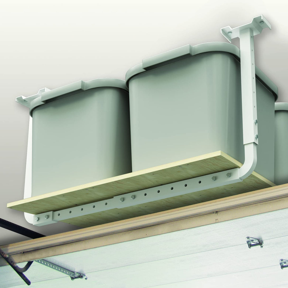 HyLoft 80842-10 33 in. x 34 in. Adjustable Garage Ceiling Mount Storage Rack Kit, Garage Overhead Storage Bracket, White HyLoft