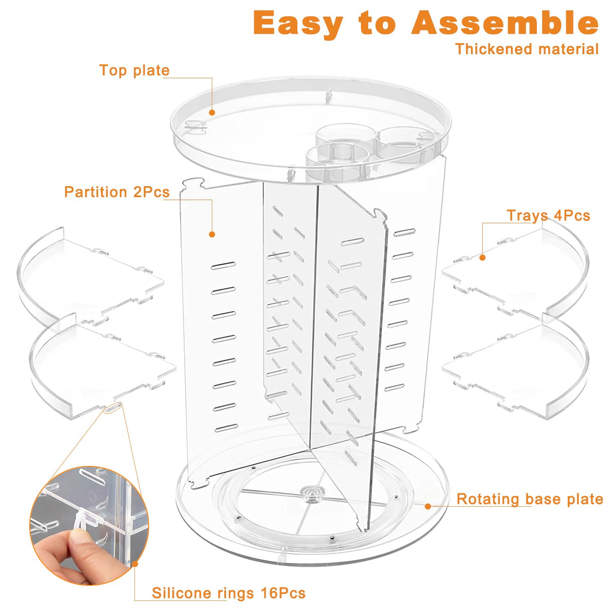 Rotating Makeup Organizer, DIY 8 Adjustable Layers Spinning Skincare Organizer, Cosmetic Display Case with Brush Holder Perfume Tray, Multi-Function Jiavarry
