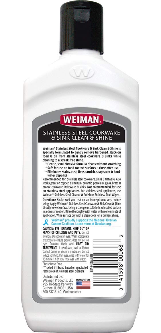 Weiman Stainless Steel Sink and Pots & Pans Cleaner and Polish - 2 Pack Weiman
