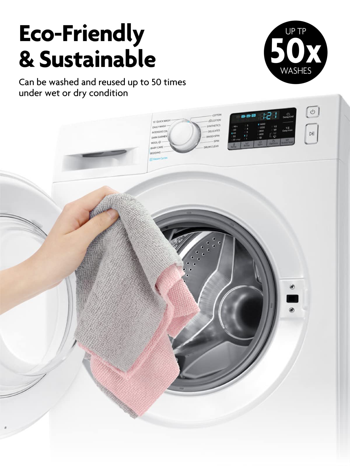 Fantasticlean Microfiber Cleaning Cloth Roll -75 Pack, 12x12", Tear Away Towels, Reusable Washable Rags (Pink) Fantasticlean