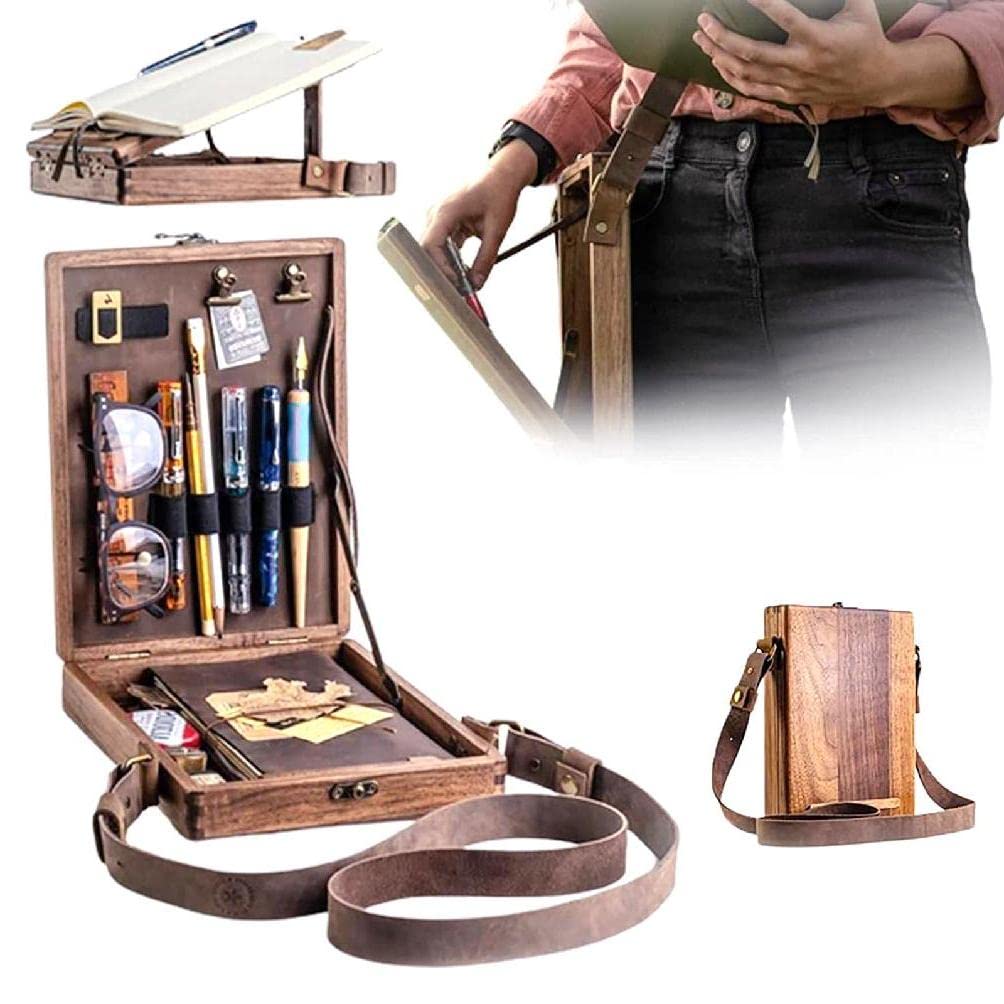 Writers Messenger Wood Box Retro Wooden Artist Tool and Brush Storage Case messenger wood box XISAOK
