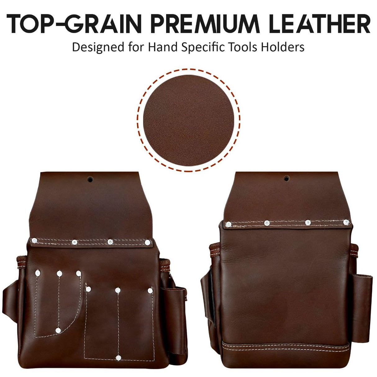 AP-Leather PRO-19 100% Genuine Full Grain Leather Tool Belt/Pouch/Bag, Tool Belt with Suspenders, Comfort Back Support Tool Pouches with Suspenders AP LEATHER