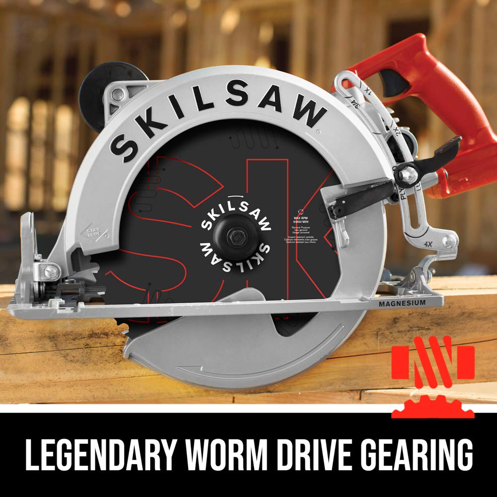SKILSAW SPT70WM-01 15 Amp 10-1/4" Magnesium SAWSQUATCH Worm Drive Circular Saw,Silver Skil