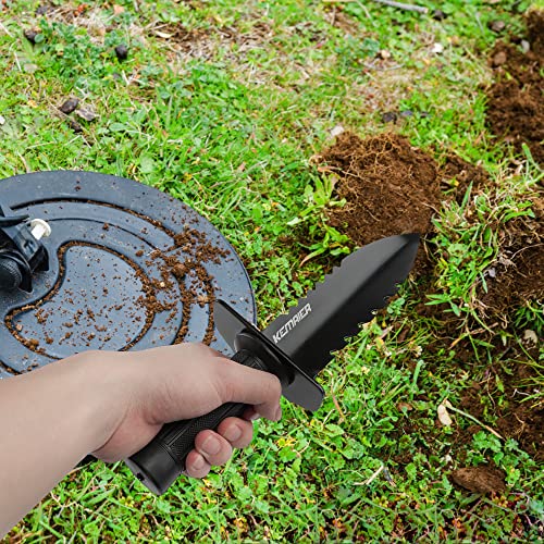 Metal Detector Shovel, Kemaier Heavy Duty Double Serrated Edge Digger, Metal Detecting Digging Tool with Sheath for Belt Mount, Gardening Accessories Kemaier