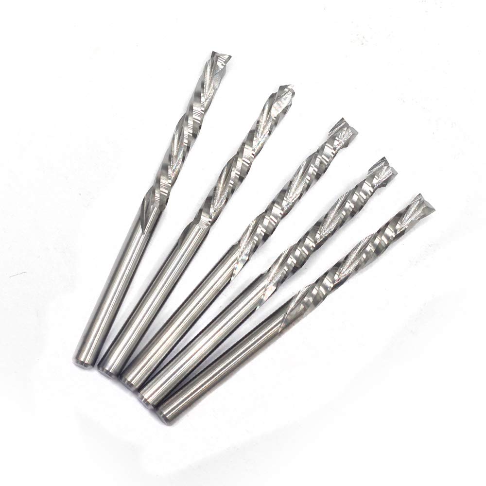 OSCARBIDE Up & Down Cut Squre Nose Carbide End Mills 1/8 Inch Shank CNC Spiral Router Bits,(3.175x22mm) 2 Flutes Milling Cutter for Wood,5 Pieces OSCARBIDE