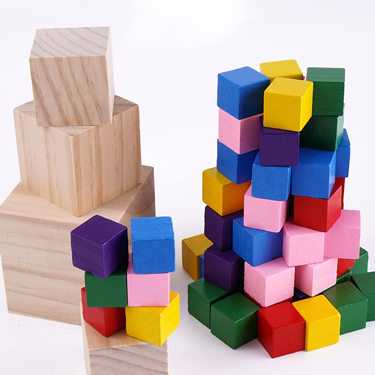 Tosnail 150 Pack 1 Inches Unfinished Wooden Cubes Wooden Blocks - Great for Crafts Making Tosnail