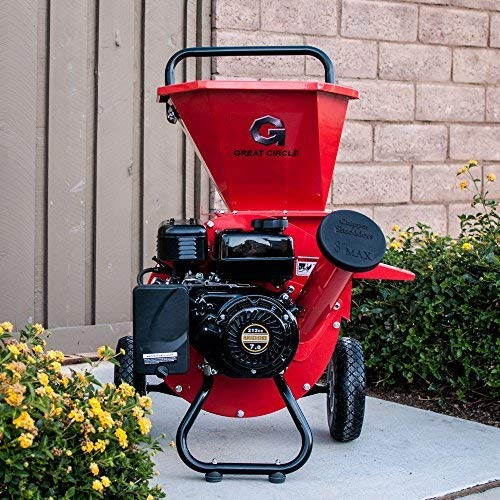 GreatCircleUSA Wood Chipper Shredder Mulcher Heavy Duty Gas Powered 3 in 1 Multi-Function 3" Inch Max Wood Diameter Capacity EPA/CARB Certified Aids G