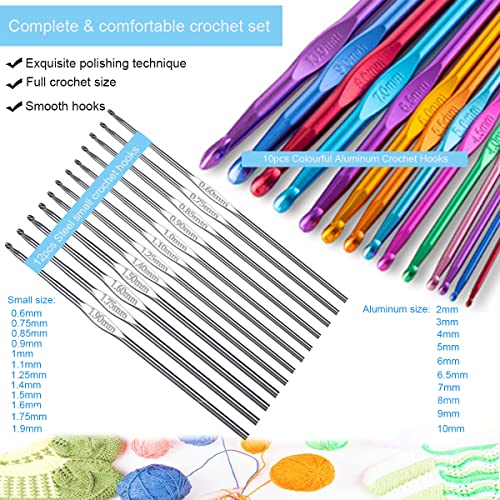 Weabetfu 102pcs Crochet Hooks Set Crochet Hook Kit with Case Ergonomic Crochet Needles for Arthritic Hands and Crochet Accessories Complete Crochet Weabetfu