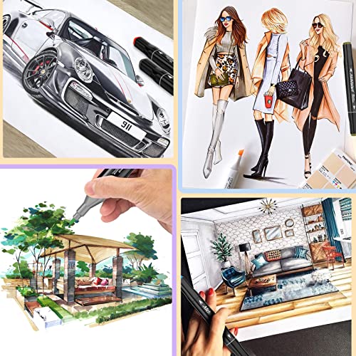 alchilalart 80-Colors Alcohol Based Markers, Alcohol Markers Set, Dual Tip Alcohol Sketching Drawing Markers Animation for Adults Kids alchilalart