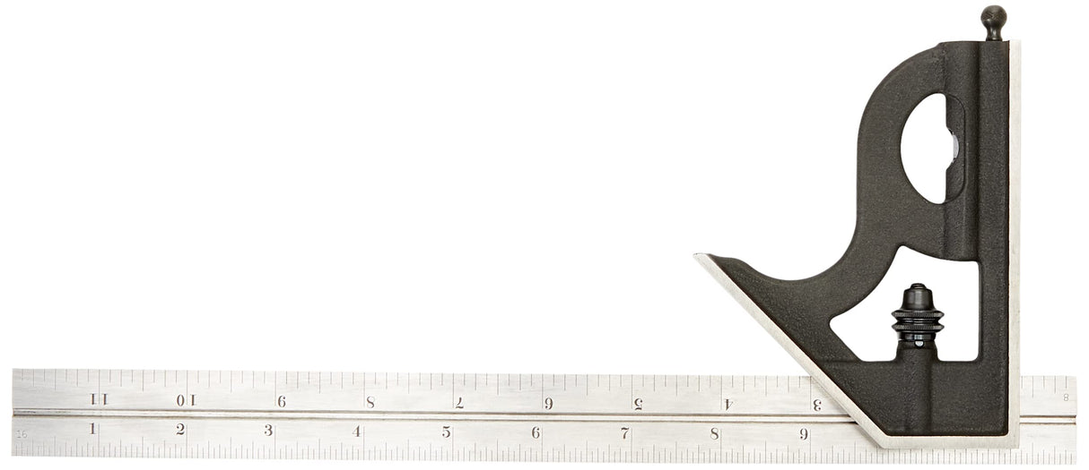 Starrett Steel Combination Square with Square Head - 12" Blade Length, Cast Iron Heads, Reversible Lock Bolt, Scriber, Spirit Level, 4R Graduation Starrett