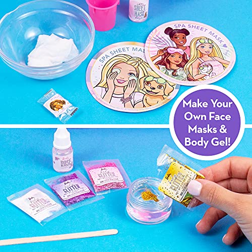 Barbie Cosmetic Case by Horizon Group USA, DIY Beauty Kit for an at-Home Spa Day, Create Your Own Face Sheet Masks, Nail Art & Body Glitter, Includes Barbie