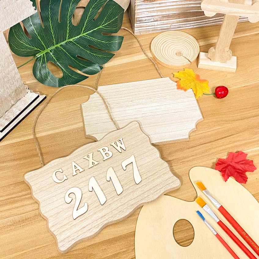 8 Pack Unfinished Wood Signs with Jute Hanging Unpainted Wooden Plaques for Homemade Crafts 4 Styles Assorted (6 x 9 in) Cregugua