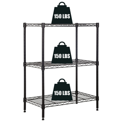 3-Tier Storage Shelves Adjustable,Wire Shelving Heavy Duty Storage Rack(150 Lbs Loading Capacity/Shelf) Metal Shelf Organizer Wire Rack Shelf for