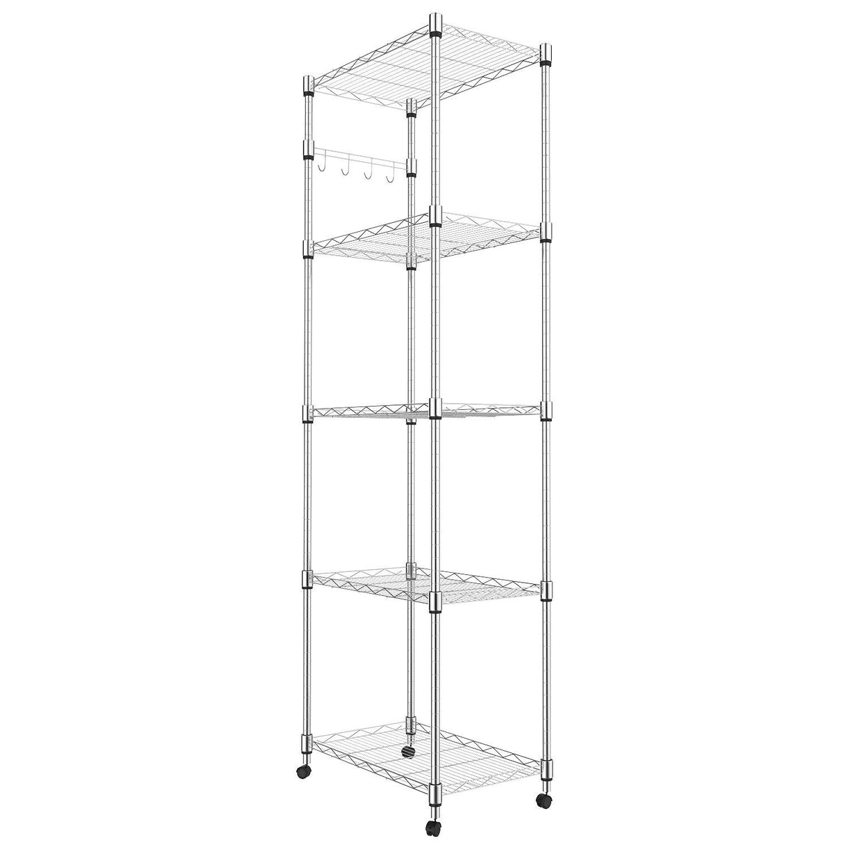 Homdox 5 Tier Steel Wire Shelving Unit on Wheels,Chrome Shelves for Garage Kitchen Living Room,Heavy Duty Shelving Rack, 23.2 x 13.8 x 72 inch (L x W Homdox