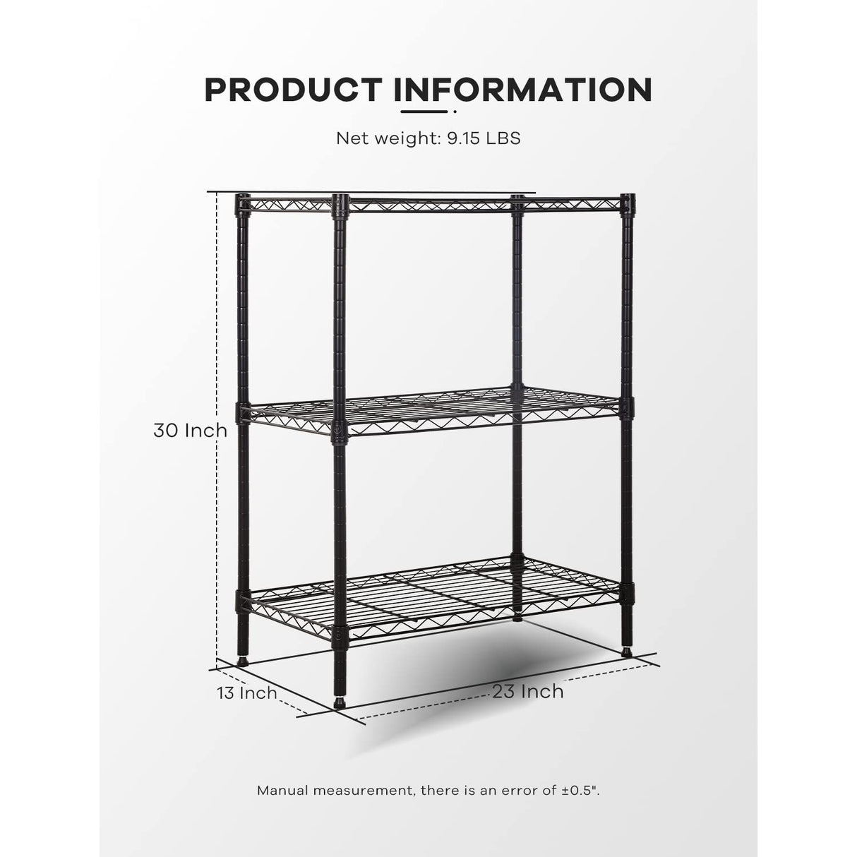 3-Tier Storage Shelves Adjustable,Wire Shelving Heavy Duty Storage Rack(150 Lbs Loading Capacity/Shelf) Metal Shelf Organizer Wire Rack Shelf for MGHH