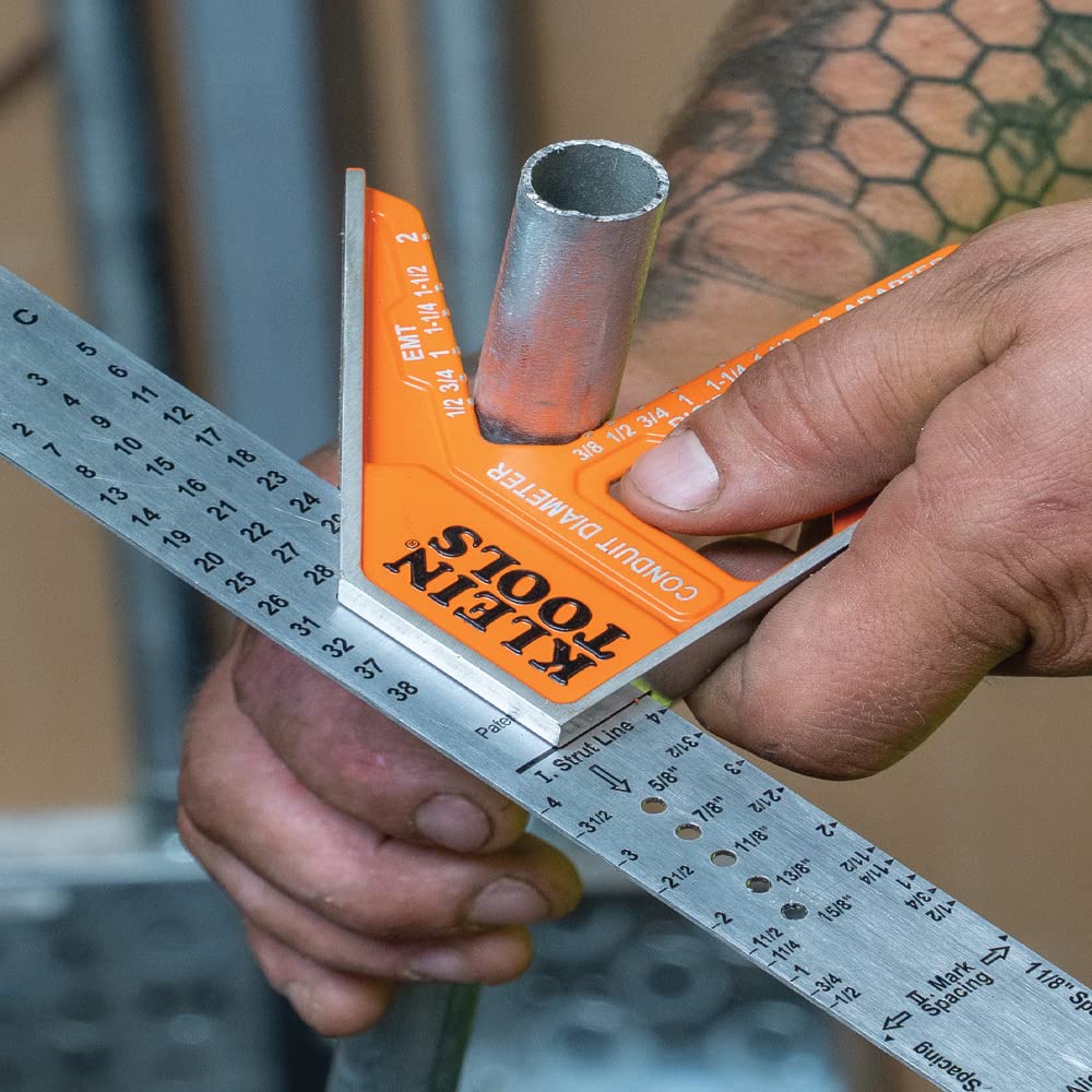 Klein Tools 935CSEL Combination Square Ruler for Electricians and Carpenters, Stainless Steel Double Sided Ruler, Bubble Level, Magnetic Klein Tools