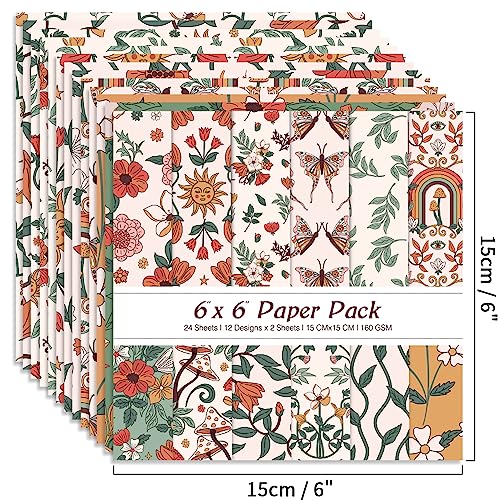 6x6” 160gsm cardstock Single Sided Scrapbooking 24 Paper Pad vintage decoupage scrapbook kit patterned paper junk journal supplies journaling supply Mifuner