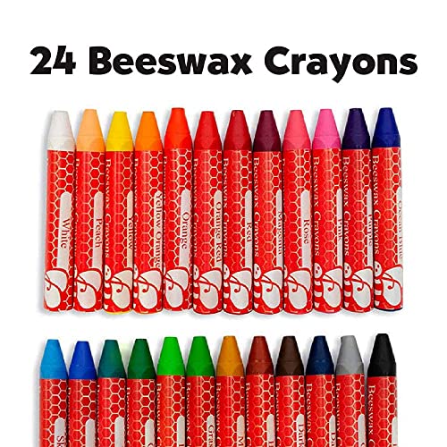 Faber-Castell Back to School Beeswax Crayon Coloring Set - 24 Beeswax Crayons, Crayon Sharpener & Doodle Pad, Multi (FC14339) Faber-Castell