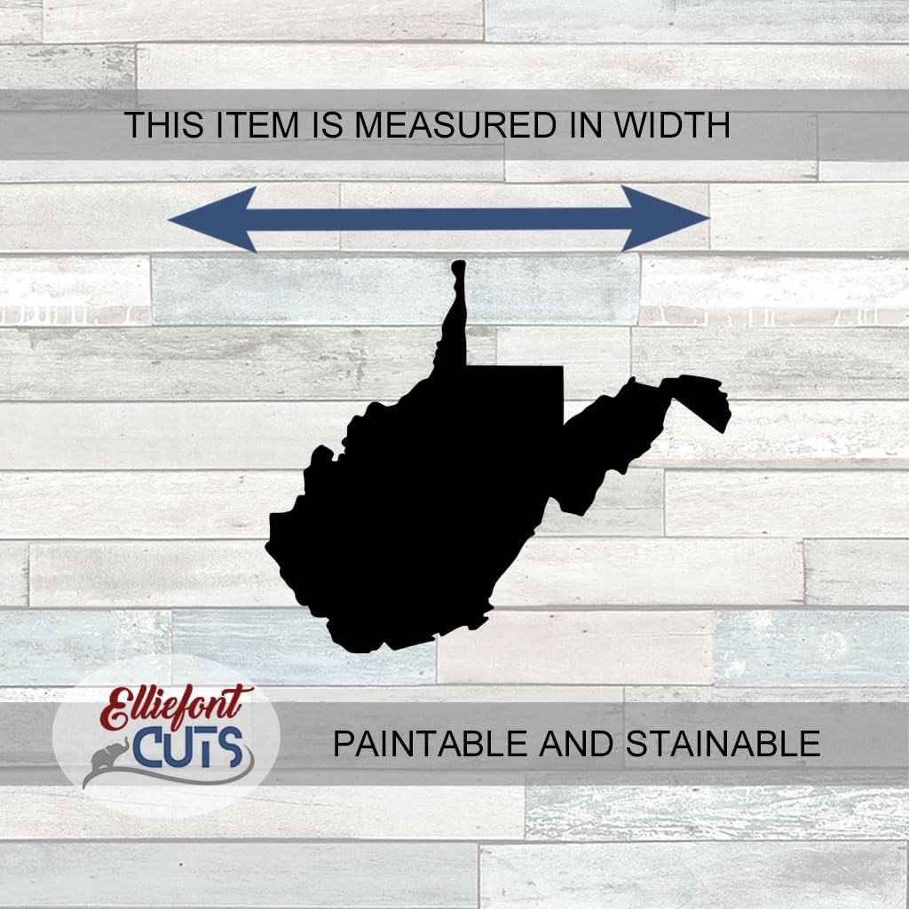 West Virginia State Wood Cutouts for crafts, Laser Cut Wood Shapes 5mm thick Baltic Birch Wood, Multiple Sizes Available, Wooden State Elliefont Styles