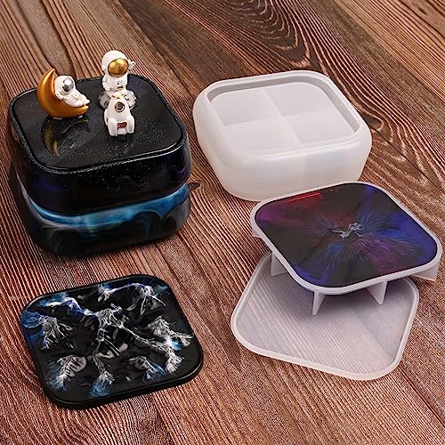 Moukiween Stackable Resin Jar Mold with Lid,Jar Container Resin Mold for Epoxy Casting,Large Jar Silicone Mold for Storage Jewelry Trinket Candy DIY Moukiween