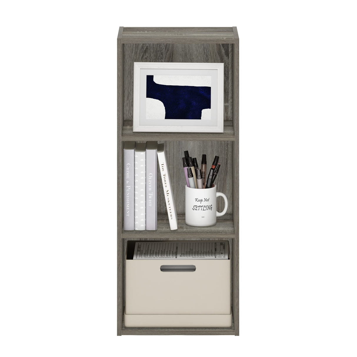 Furinno Luder Bookcase / Book / Storage , 3-Tier, Frenck Oak Furinno