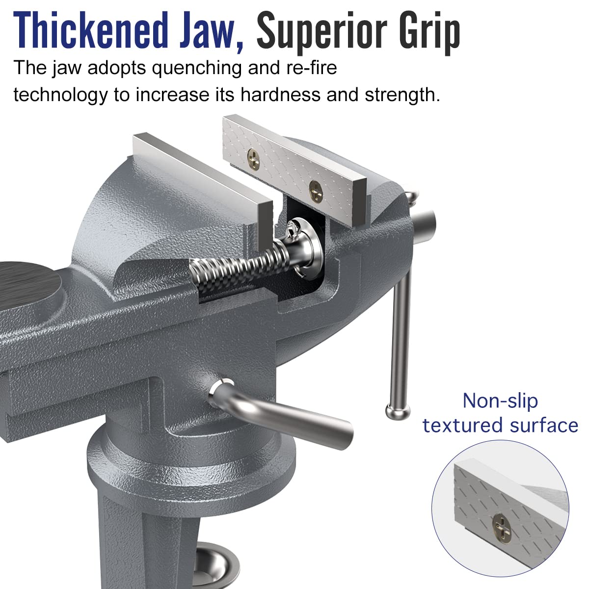 Housolution Universal Table Vise 3 Inch, 360°Swivel Base Bench Clamp Home Vise Clamp-On Vise Repair Tool Portable Work Bench Vise for Woodworking, Housolution