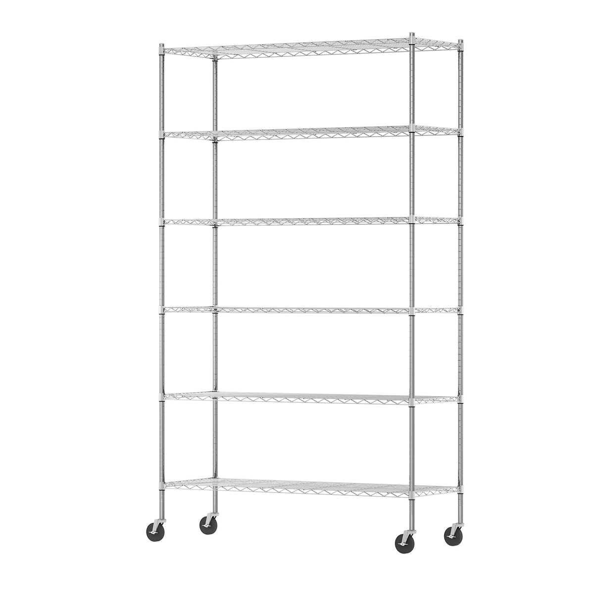 Furinno Wayar Metal Storage Shelf Rack, 6 Tiers, 48-Inch Taller, Stainless Steel Furinno