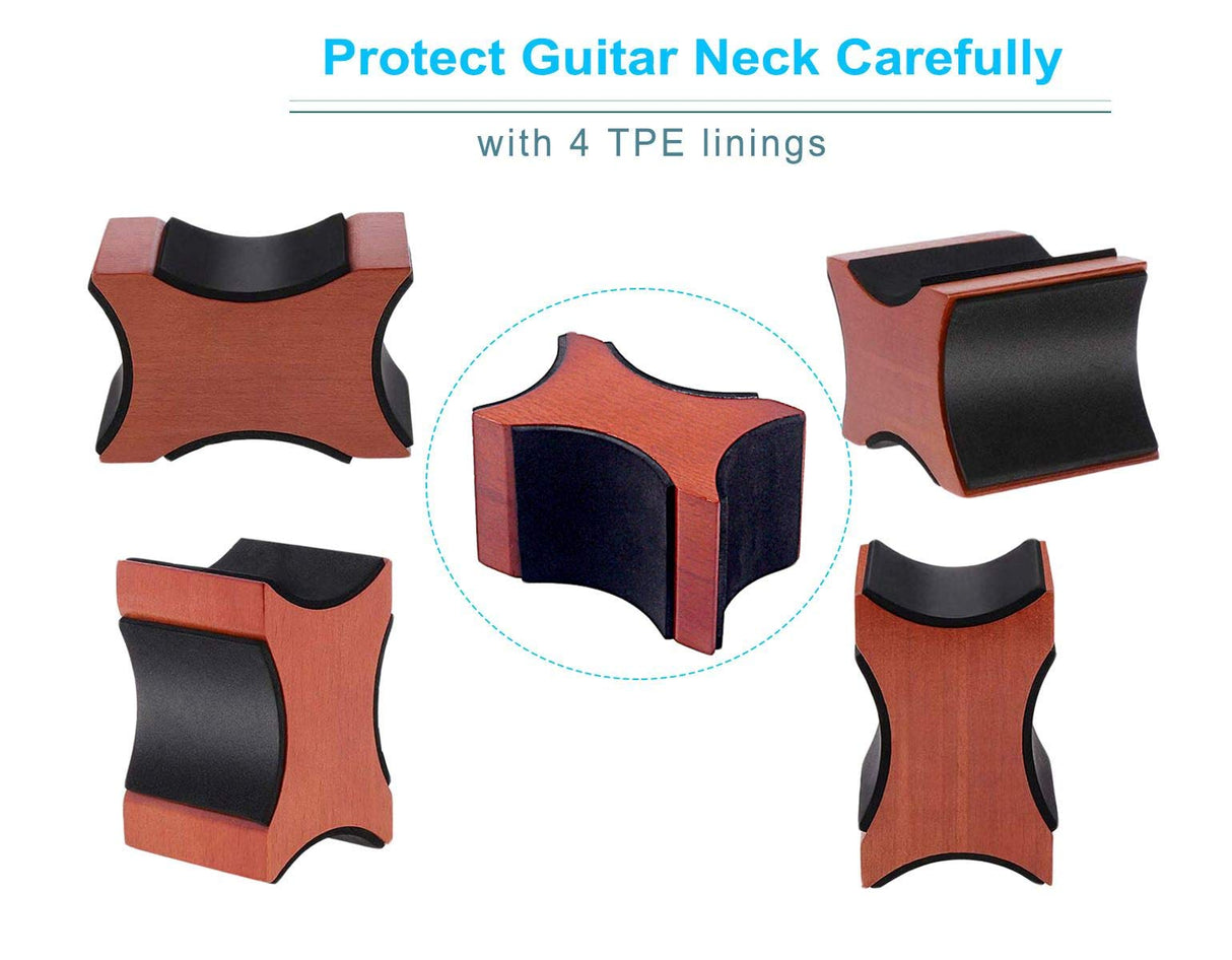 Guitar Neck Rest, Electric Acoustic & Bass Guitar Support Pillow for Changing Strings, String Instrument Wooden Neck Craddle, Luthier Repair Setup LAMSAM