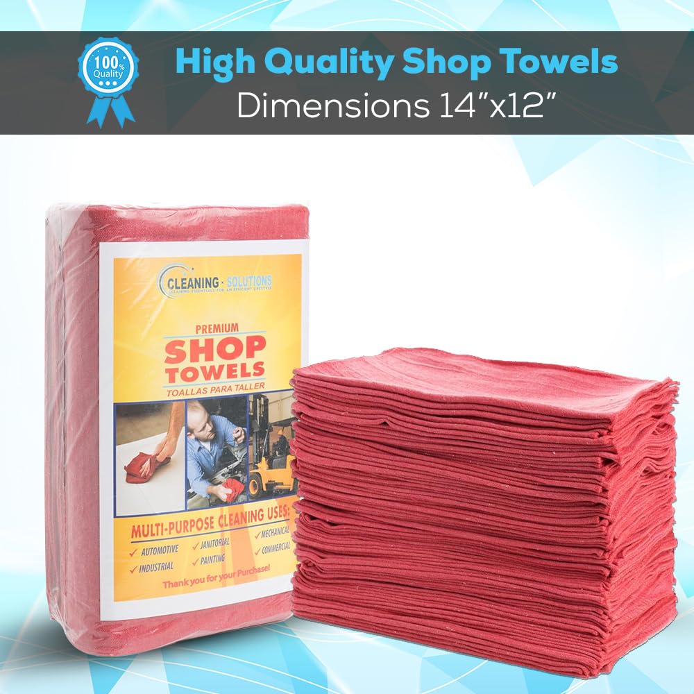 Simpli-Magic 79101 Shop Towels, 14"x12", 50 Pack, Cotton, Red SIMPLI-MAGIC