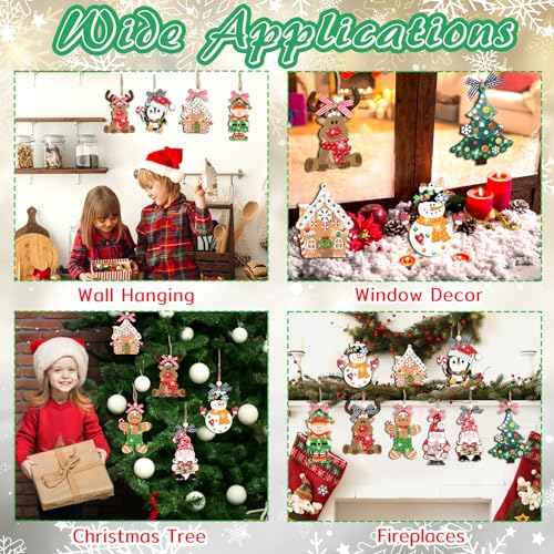 GuassLee DIY Christmas Ornaments Crafts for Kids - Unfinished Wooden Crafts Christmas Hanging Blank Ornaments for Kids Crafting Painting Tree GuassLee