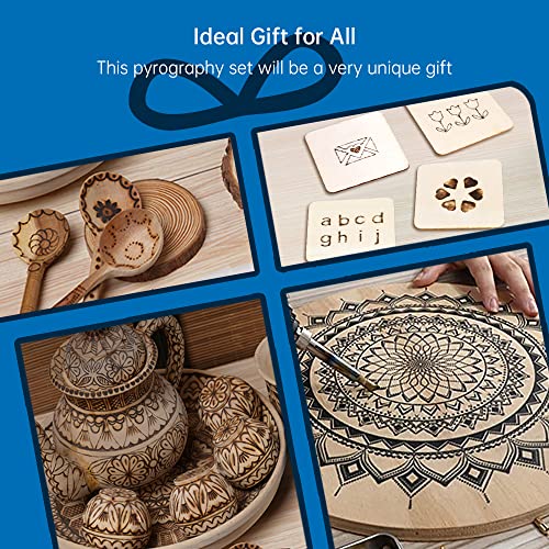 Goodcrafter Pyrography Pen Wood Burning Kit Station 200~480°C (with Temp Display)/Wire-Nib 250~750°C Temperature Adjustable with 20 Nibs, 53 Solid Goodcrafter