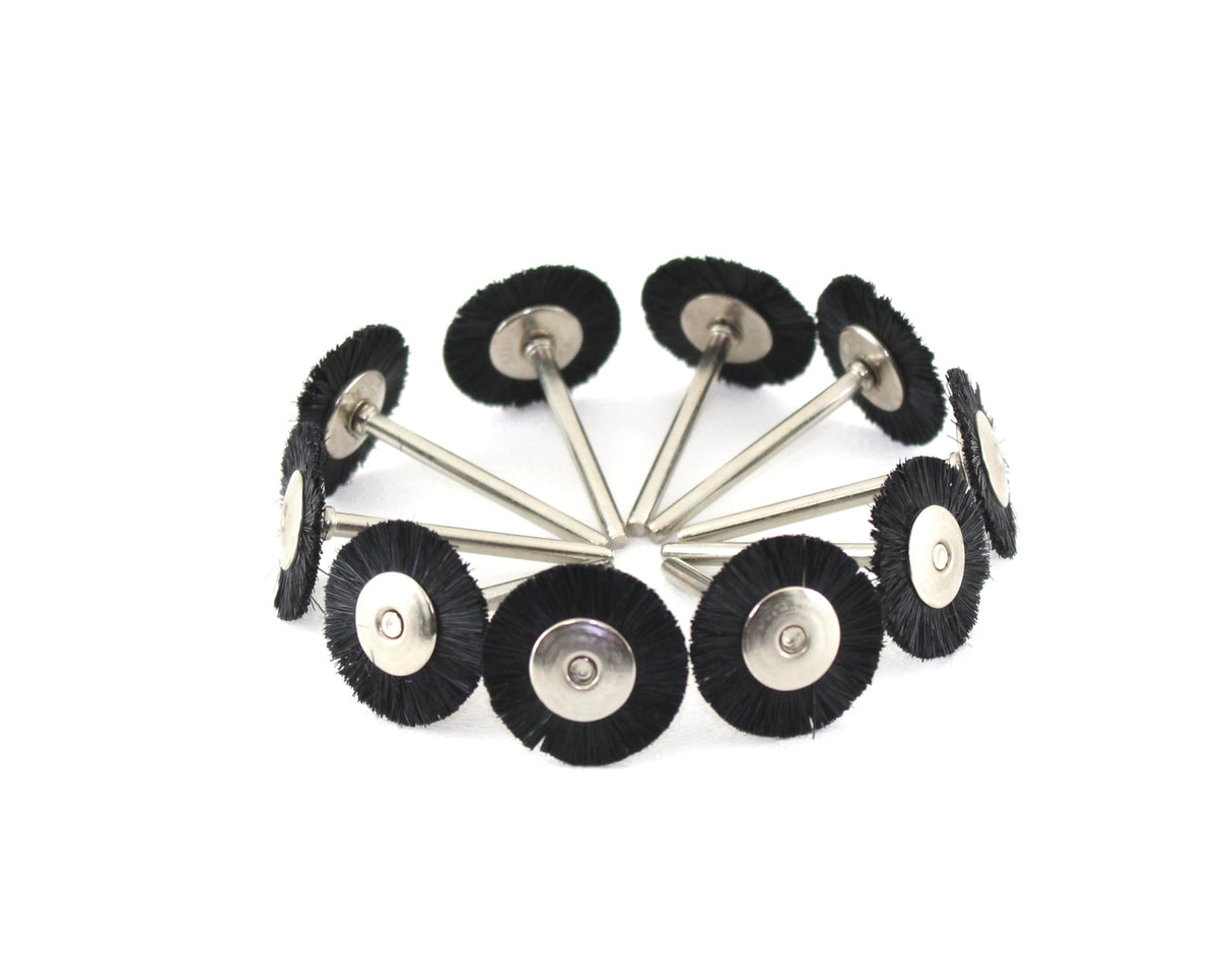 TEMO 10 pc Nylon Plastic Bristle 3/4 Inch Flat Wire Brush #403 1/8 Inch Shank for Dremel Rotary Tools - WoodArtSupply