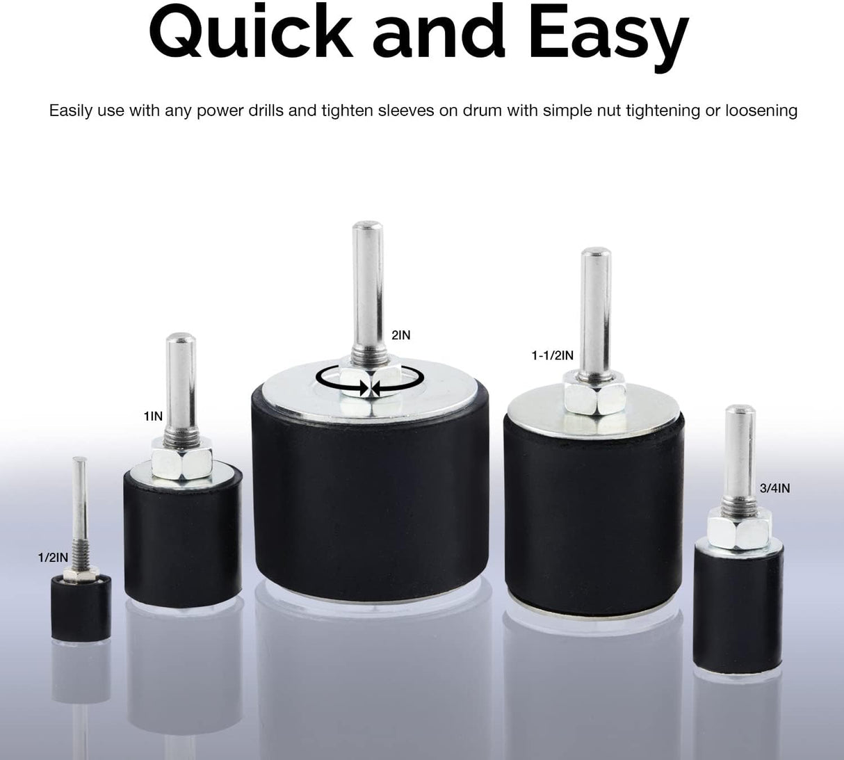 HILTEX 10342 Drum Sander Kit, 26 Pc Set, 1/8 & 1/4" Drive Spindle Sander for Woodworking, Spindle Sander Sleeves & 5 Rubber Sanding Drum for Drill, hiltex