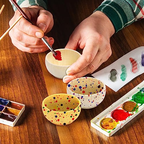 ZENFUN 20 Pack Wooden Pinch Bowls, Mini Unfinished Bowls Set for Dipping Sauce, Condiment Bowls, Condiment Cups, Nuts, Candy, Fruits, Appetizer, and ZENFUN