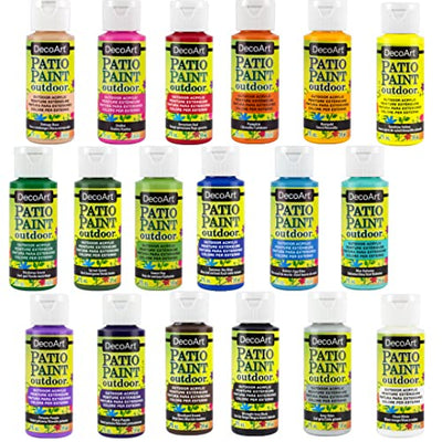 DecoArt ACRYLIC PATIO PAINT FAN FAVORITES SAMPLER SET, Assortment, 2 Fl Oz (Pack of 18)