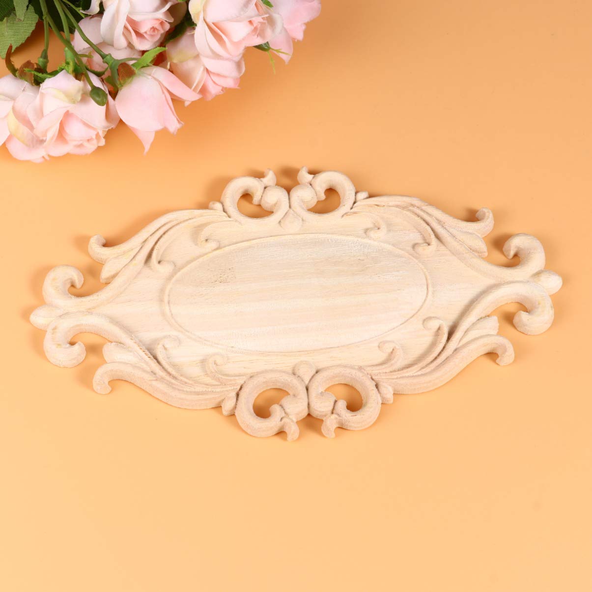 1pc Wood Appliques Onlays Furniture Onlays Carved Corner Onlay Furniture Decals Cabinet Corner Decal Western Style Furniture Solid Wood Cabinet LIOOBO