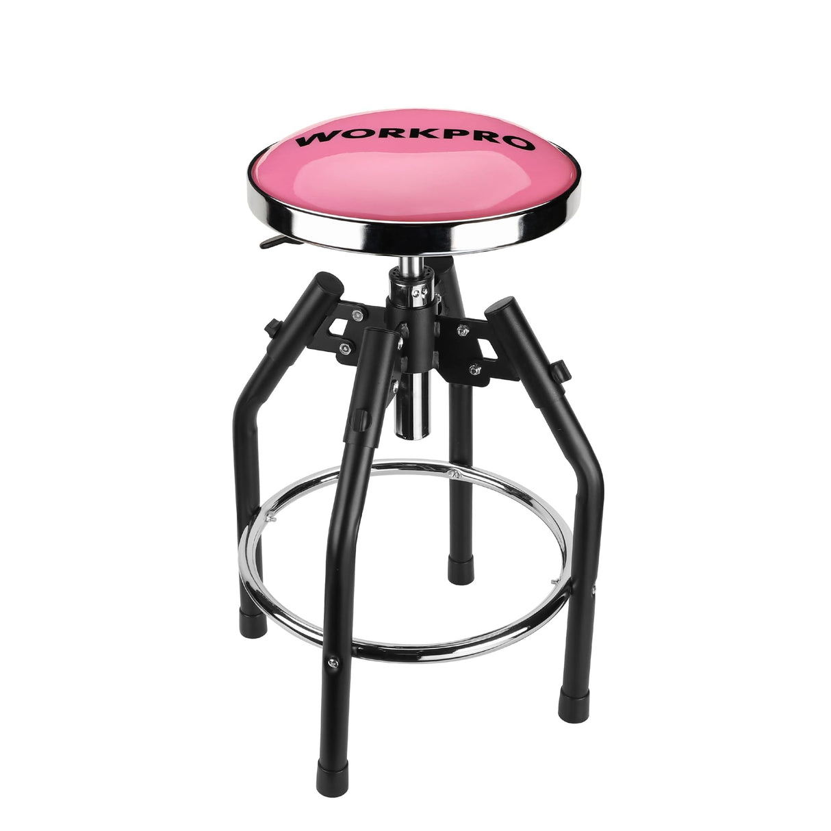WORKPRO Heavy Duty Adjustable Hydraulic Shop Stool,Garage Bar Stool, 29in to 33. 86in, 330-Pound Capacity, Pink WORKPRO