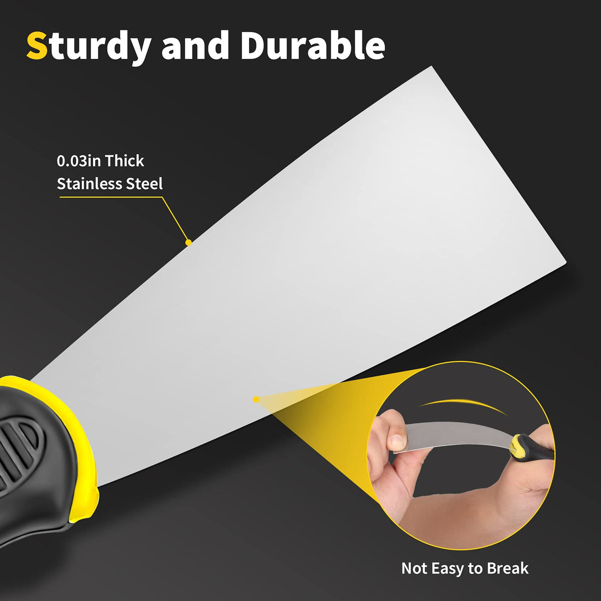 Putty Knife, 4Pcs Spackle Knife Set (2, 3, 4, 5 in), Stainless Steel Paint Scraper, Taping Knife Tool for Repairing Drywall, Removing Wallpaper, Beyotool