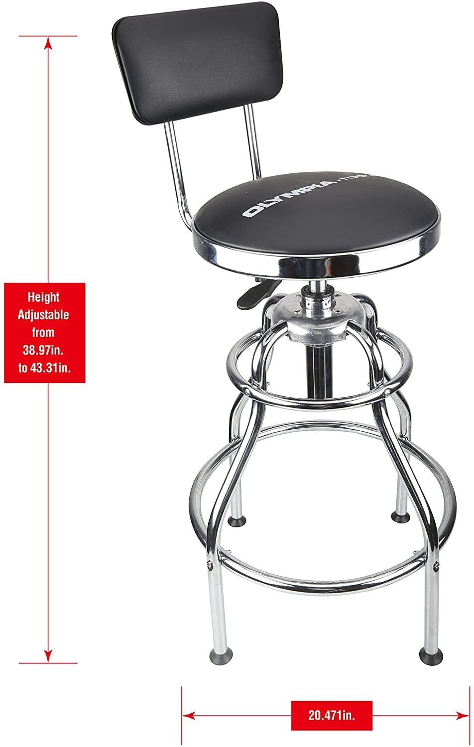 Olympia Tools 82-738 Adjustable Hydraulic Work Stool, Black Olympia Tools